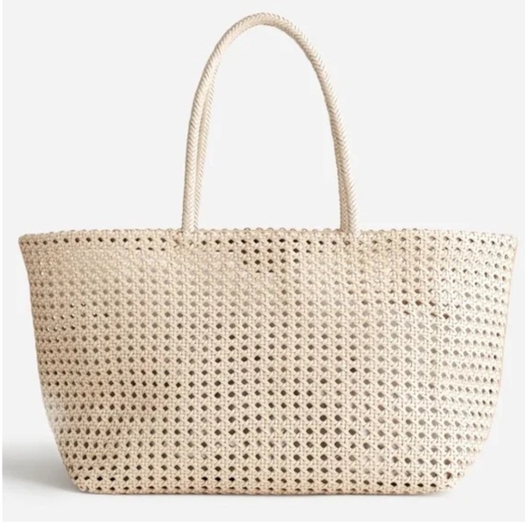 Madewell handwoven cane tote bag in alabaster - Picture 1 of 6